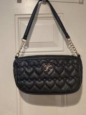 Quilted Heart-Accent Juicy Couture Shoulder Bag - Black